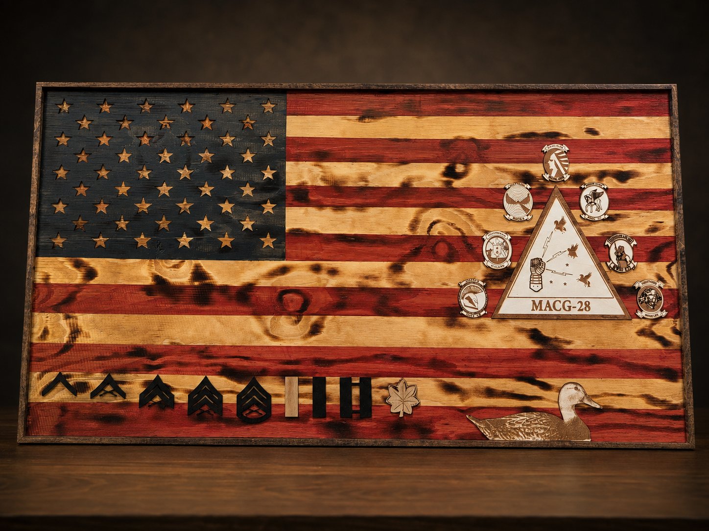 MACG-28 American Flag Plaque handcrafted by Figtree Customs