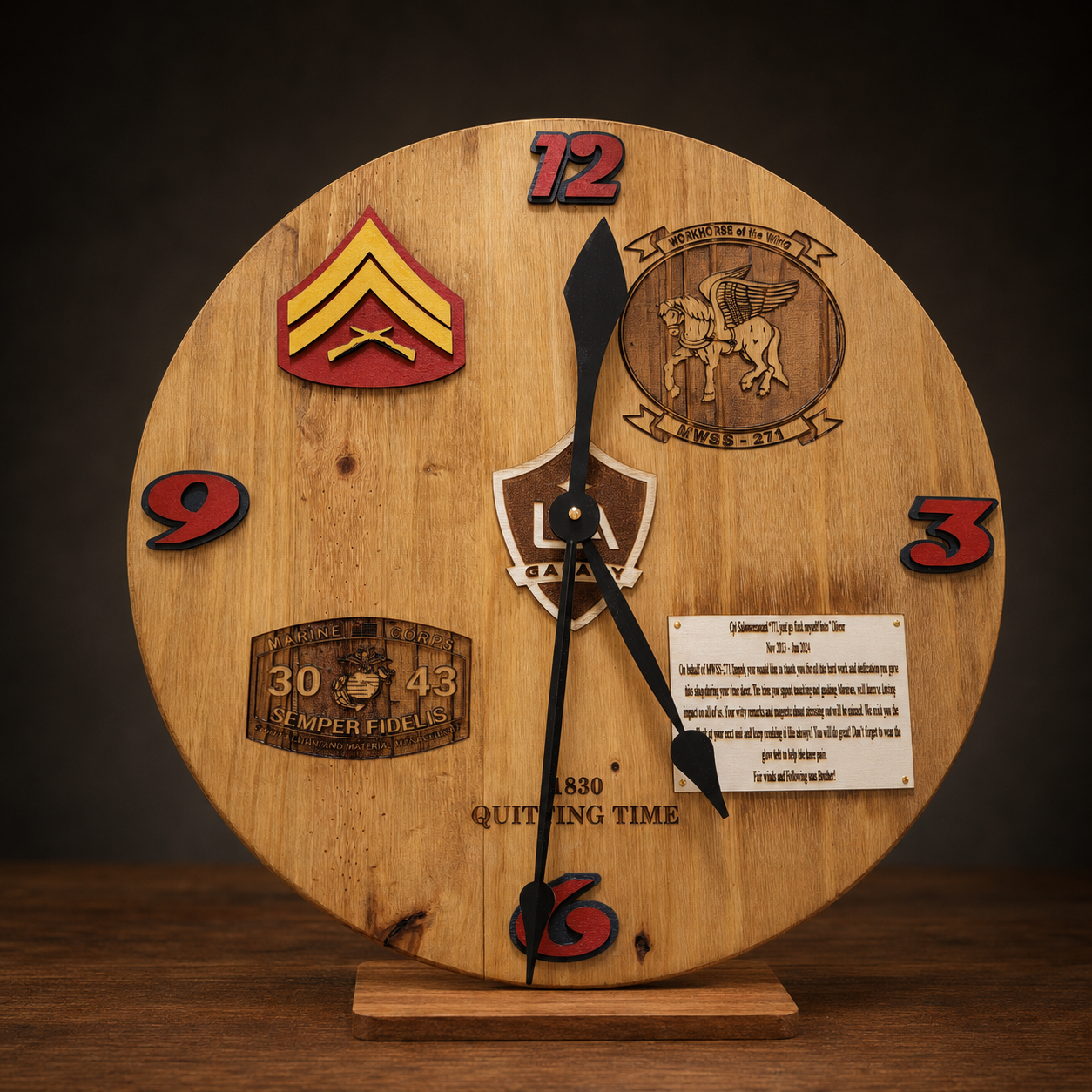 Custom Military Retirement Clock handcrafted by Figtree Customs