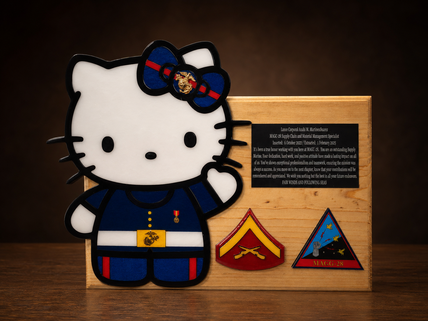 Marine Corps Supply Plaque handcrafted by Figtree Customs