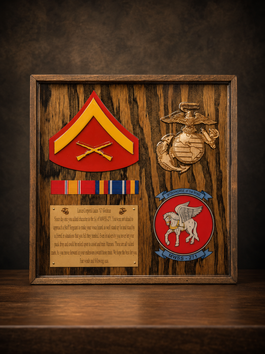 Marine Corps Rank Plaque handcrafted by Figtree Customs